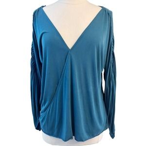 FREE PEOPLE Salt N Peppa Ruched Sleeve Top M